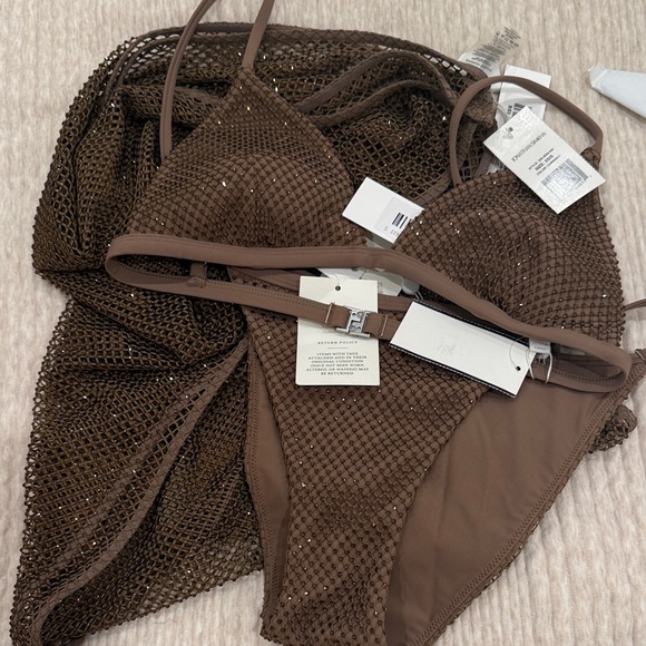 Jonathan Simkhai Other - Jonathan Simkhai Brown Mesh Bikini Set